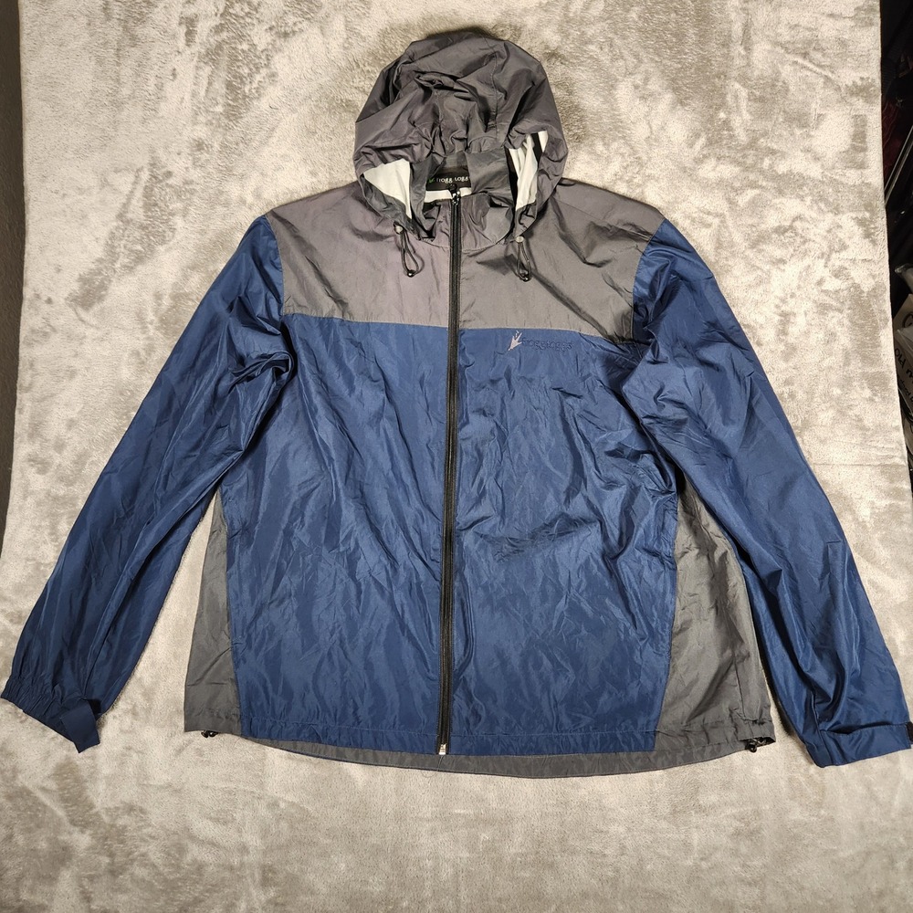 frogg toggs Jacket Mens XL/XXL RT62141-722 Blue Gray Hooded Full Zip EUC